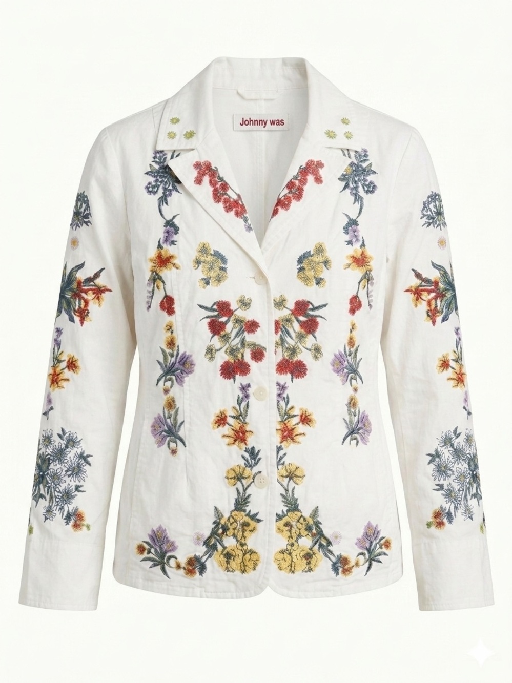 Johnny Was White blazer with Red Logo